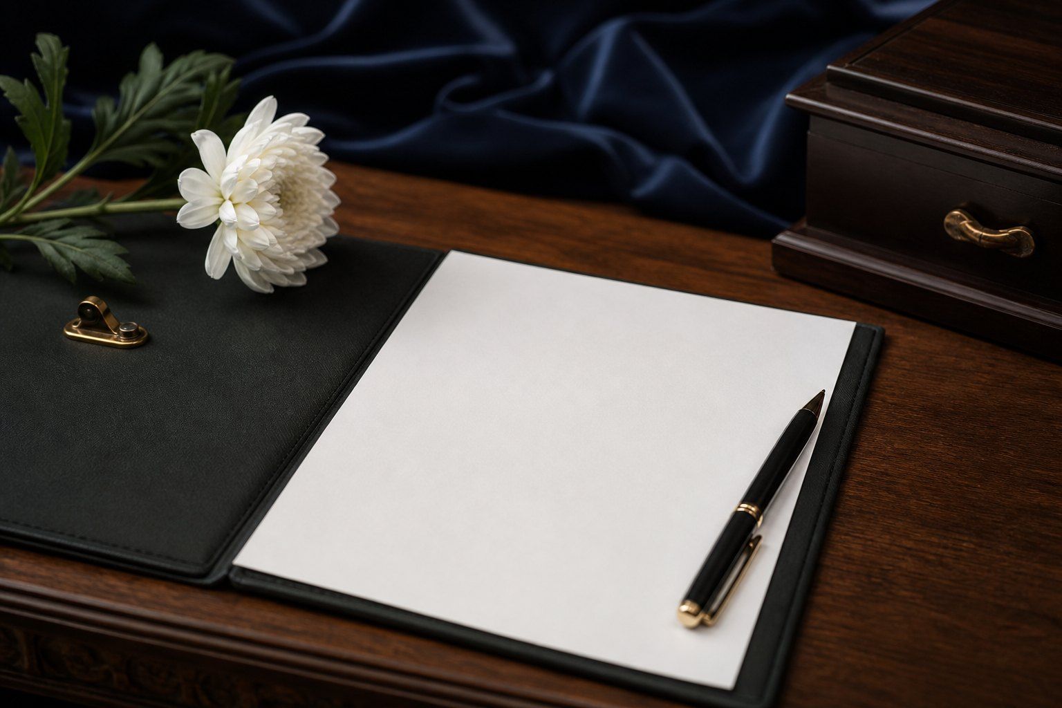 Dossier de démarches obsèques préparé sur bureau